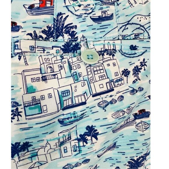 Talbots The Weekend Chino Pant in Aqua Blue w/ Tropical Scenic Print Size 12 - Picture 7 of 15